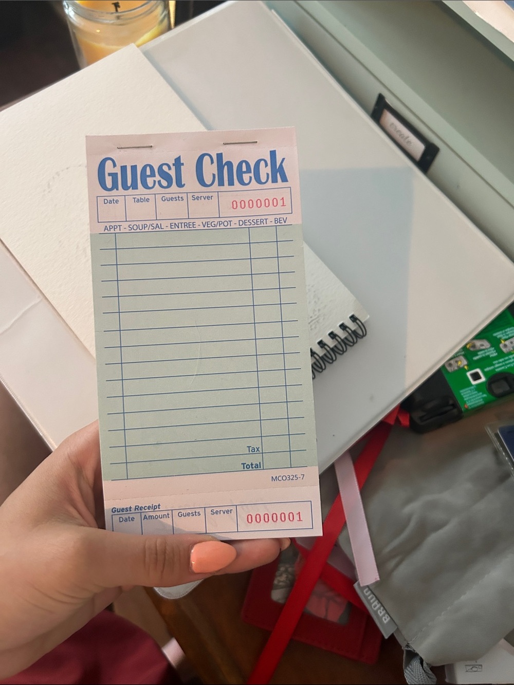 Amazon Guest Check Pads - Blue & Light Pink
